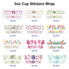 Wholesale 8pcs Cartoon Bear Mermaid Princess Pattern 3oz Cup Stickers Wrap OLY Exclusive