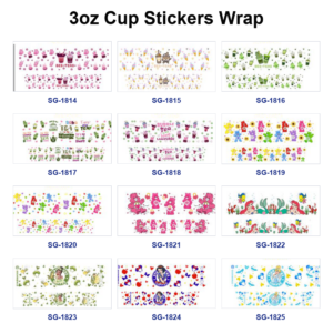 oly-1e934df6ae51847d76d6a63662ca44a8 Wholesale 8pcs Cartoon Bear Mermaid Princess Pattern 3oz Cup Stickers Wrap OLY Exclusive