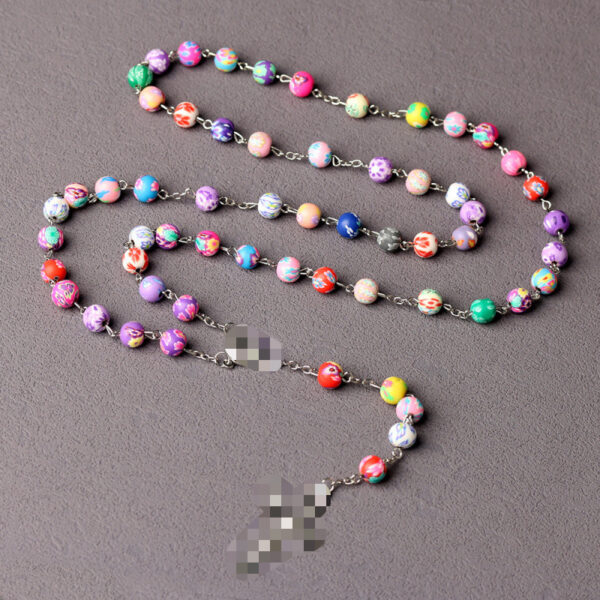 oly-1eb9b7cca03cb65ff3c807554f88bfda Wholesale Fashion Polymer Clay Cross Necklace 6mm Beads Jewelry Accessory