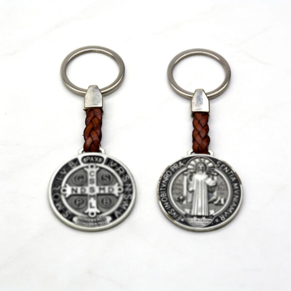 oly-1ebee4ce939f100a9292fb58ad4e2381 Wholesale St. Benedict Keychain Pendant Leather Rope Bag Charm Fashion Accessory Gift