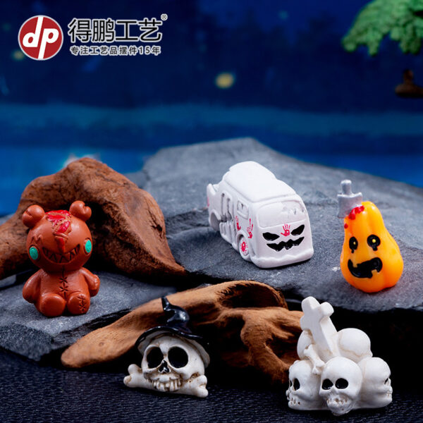 Wholesale Resin Halloween Scary Skull Figurine, Boutique Home Decor Gift
