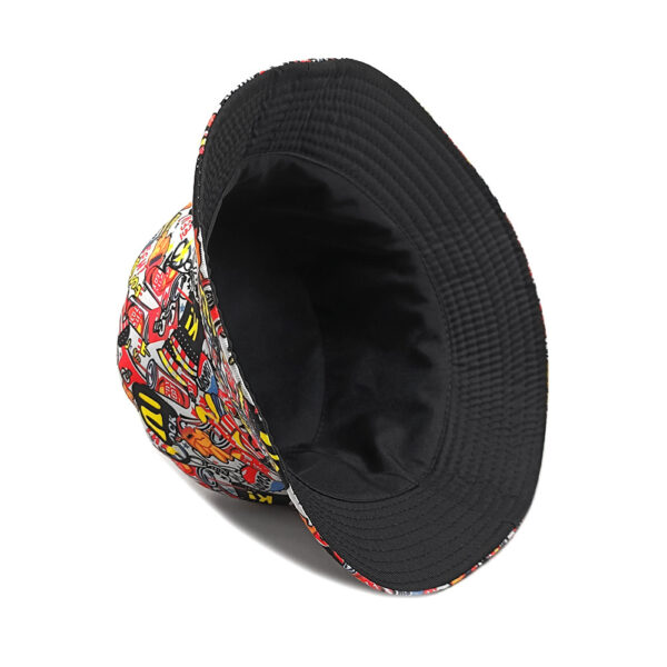 Wholesale Trendy Bucket Hat Hamburger Cola Print Graffiti Style Unisex Sun Hat for Outdoor Activities