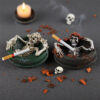 Wholesale Resin Flower Skull Ashtray Halloween Decorative Desktop Ornament for Home Office