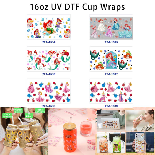 oly-1f4c1d08de4ab32e95aa33aa7ab9f929 Wholesale 5pcs Soft Pastel Dreamy Watercolor Fantasy Gown Maiden Ocean Fantasy Water Spirit Figure Shell Starfish Crab Jellyfish Rose Mixed Decor Prints 16oz Cup UV DTF Wraps OLY Exclusive