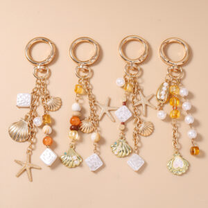 oly-1f4d161977d4d94a95fdbbe4dc78494b Wholesale Sea Star Pearl Keychain Zinc Alloy Bag Charm Decorative Car Key Accessory