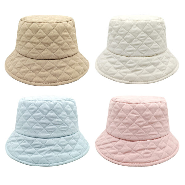 Wholesale Chic Quilted Bucket Hat Unisex Korean Fashion Puffer Hat Sun Protection Pink