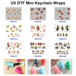 Wholesale 2/4/8pcs Donut Ice Cream Bow Floral Graphic Mini Cup Keychain Sticker