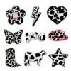 Wholesale Cow Cloth Patches Black White Lightning Heart Embroidered Patches for Clothing DIY Accessory