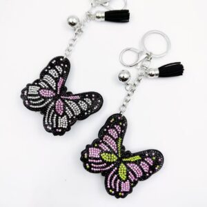Wholesale Butterfly Rhinestone Keychain Aluminum Alloy Decorative Accessory Boutique Resale