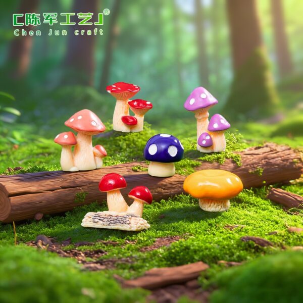 Wholesale Resin Mushroom Cluster Cute DIY Micro Landscape Ornament For Terrarium Garden Decor Resale