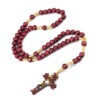 Wholesale Fashion Wooden Rosary Bracelet 8mm with Cross Engraved Hand Held Resale Jewelry Accessory