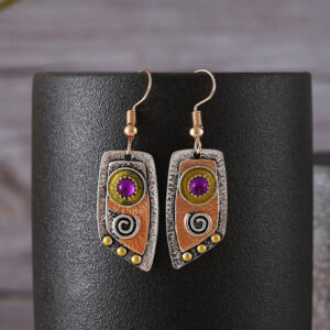 Wholesale Antique Silver Irregular Camo Leopard Earrings Retro Leather Pattern Fashion Jewelry for Daily Wear