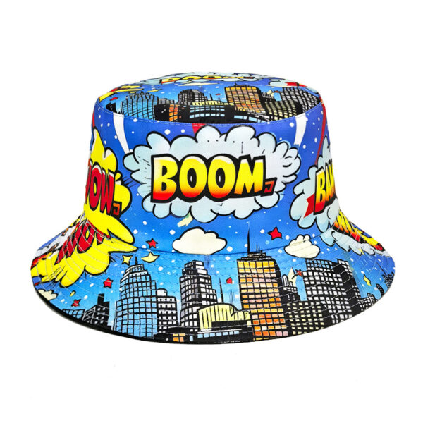 Wholesale Retro City Print Reversible Bucket Hat Sun Protection Fashion Accessory for Everyday Resale