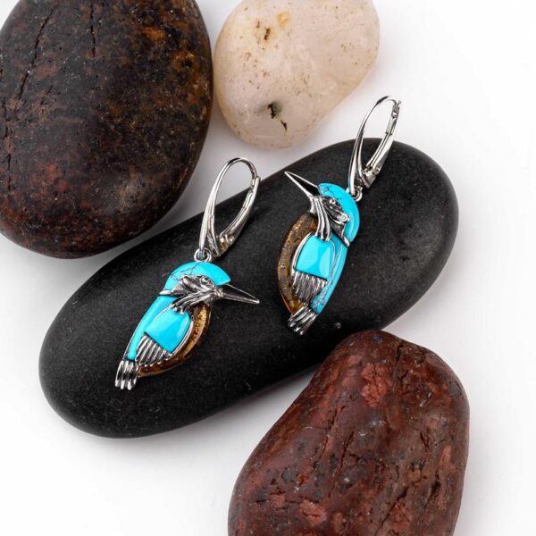 oly-1fe671043a7e8cbb60bce8e53a8d36b8 Wholesale Vintage Silver Bird Turquoise Earrings Stylish Jewelry Accessory for Wedding Gift