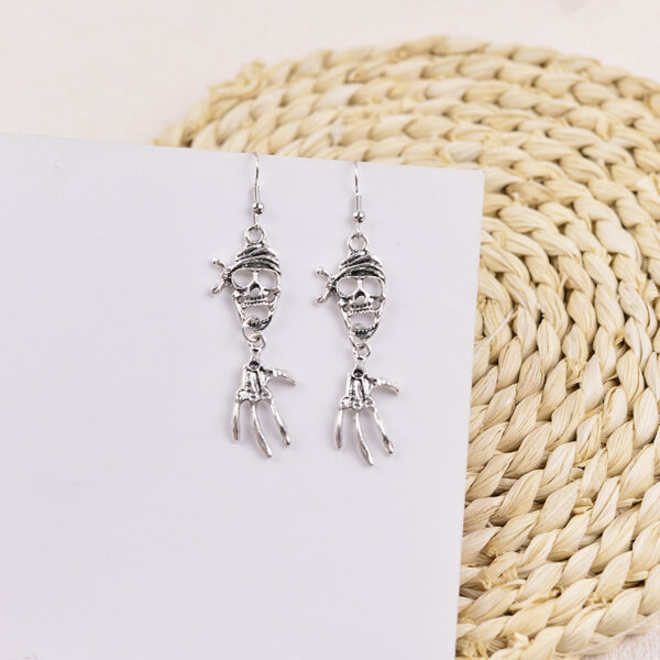 oly-2016e3599facb8d752419efb70549788 Wholesale Vintage Skull Pendant Earrings Antique Silver Geometric Halloween Jewelry for Party Gift