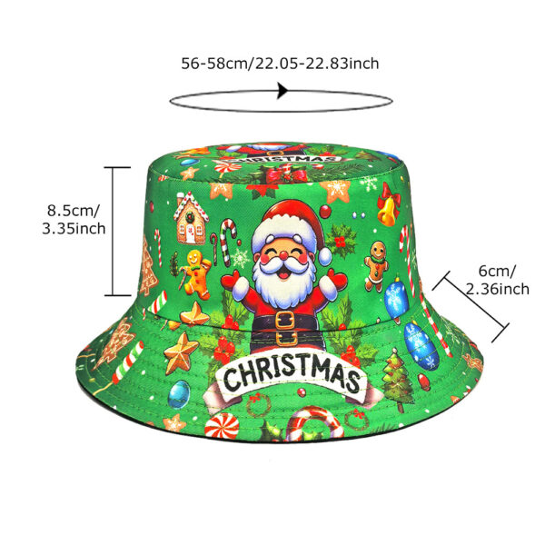 Wholesale Santa Claus Bucket Hat Digital Print Reindeer Bells Party Fashion Accessory