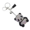 Wholesale Cute Panda Rhinestone Tassel Keychain Pink Korean Velvet Fashion Accessory Gift
