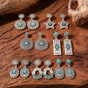 oly-203dab75497b45c2155e12695f40bb82 Wholesale Vintage Turquoise Bohemian Statement Earrings Gift Party Wear Jewelry Accessory