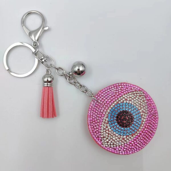 Wholesale Evil Eye Rhinestone Keychain Alloy Tassel Bag Charm for Women