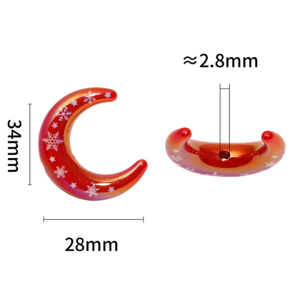 Wholesale Acrylic Moon Beads DIY Phone Chain Christmas Snowflake Print Fashion Accessory for Resale