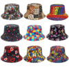 Wholesale Reversible Bucket Hat with Triangle Print, Unisex Casual Sun Hat for Spring Summer Outdoor Use