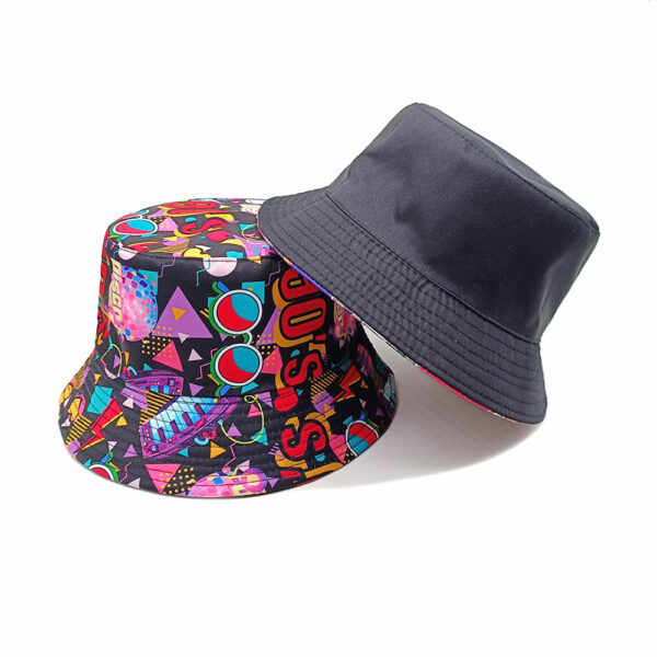 oly-207ee0e95cddee6f1e0fb382dcf6fa7c Wholesale 90s Graffiti Print Fisherman Hat Double Sided Sun Hat Dome Top Casual Everyday Headwear for Men Women