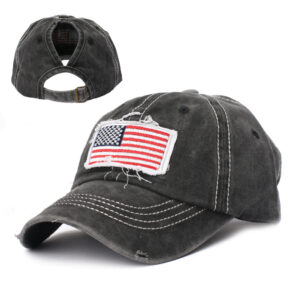 oly-2082d593cb3a3a651bfed495f4a175af Wholesale American Flag Distressed Baseball Cap with Ponytail Hole Fashion Accessory Boutique Resale
