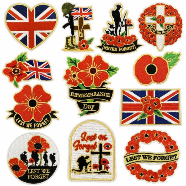 Wholesale Chic Embroidered Anniversary Patch Red Cartoon Design Decorative Iron On Applique for Resale Boutique