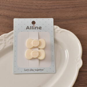 8# beige round bow-2 piece set