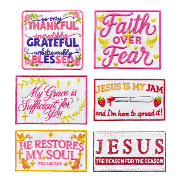 oly-20adea359c1b66f60ad2fe9e72ccbac3 Wholesale Embroidered Faith Patch Polyester Iron-On DIY Fashion Accessory