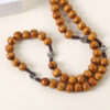 Wholesale Retro Cross Design Wooden Rosary Pendant Handmade Braided Chain Jewelry Accessory for Resale