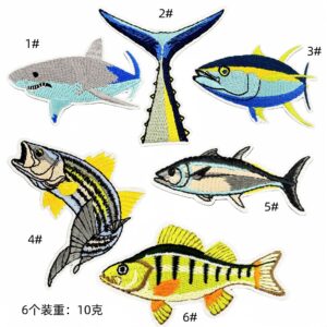 Marine life fish cloth stickers set of 6 pieces