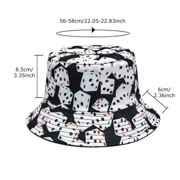 oly-20d91d0329b1ac56844f1256f4a88b65 Wholesale Creative Dice Print Reversible Bucket Hat Unisex Sun Protection Hat Fashion Chic Accessory for Boutique