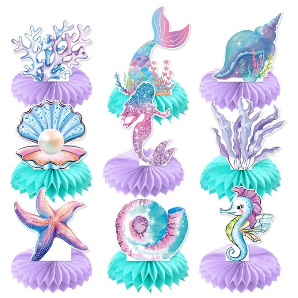 Wholesale Mermaid Themed Paper Honeycomb Desk Decoration for Birthday Party Decorative Accent