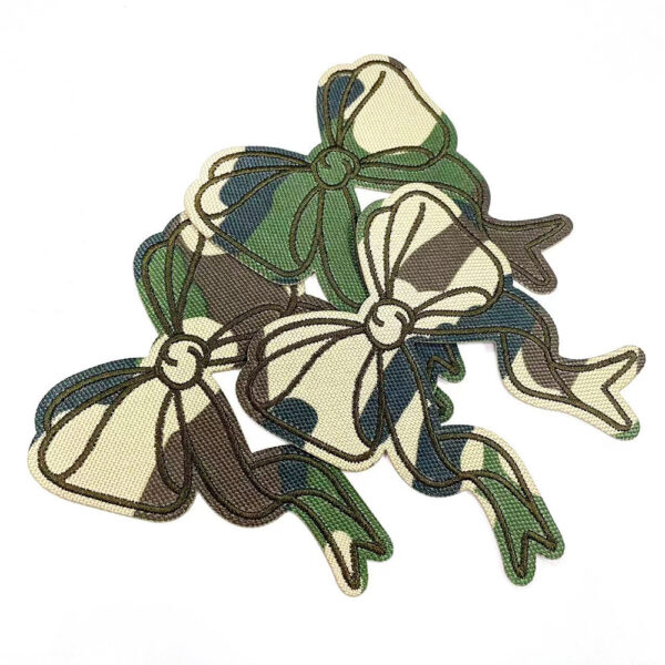 Wholesale Polyester Camouflage Five-Pointed Star Bow Embroidered Patch for DIY Craft Supply