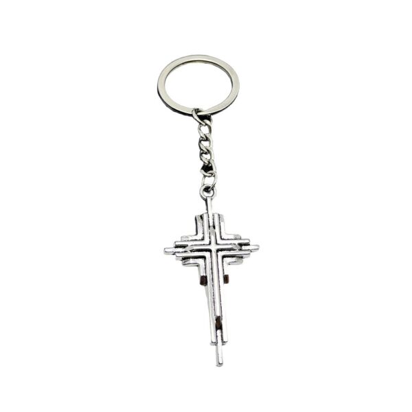 Wholesale Zinc Alloy Silver 3D Cross Keychain Pendant Vintage Punk Bag Charm