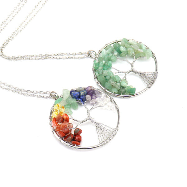 Wholesale Crystal Tree of Life Necklace Handmade Alloy Pendant Jewelry Accessory Gift