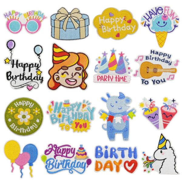 oly-2142b64191faed545f2796df13823af8 Wholesale Polyester Thread Embroidered Patch Cartoon Birthday Party Decorative Sticker for Home Decor