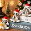 Wholesale Resin Skull Ornament Set Hear No See No Speak No Halloween Decorative Accent