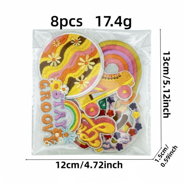 oly-215d0eca97d3bd63a45b6f09e3470d92 Wholesale 8-Pack Embroidered Iron-On Patches Heart Sunglasses Rainbow Design for DIY Fashion Accessories