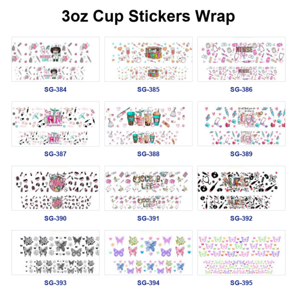 Wholesale 8pcs Dreamy Pastel Butterfly 3oz Tumbler Stickers Wrap