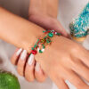 Wholesale Alloy Christmas Bracelet Set Hand Woven Bell Deer Cane Pendant Fashion Accessory for Women