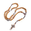 oly-21d40246ae0e87d8dd999684292b170b Wholesale Handmade Cross Bead Necklace 10mm Wood Jerusalem Style Boutique Resale