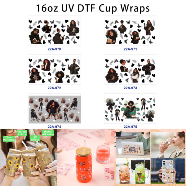 oly-21ebe1f37eee33203e87e96227bef55d Wholesale 5pcs Chic Minimalist Business Woman Book Butterfly Heart Leaf Mixed Decor Prints 16oz Cup UV DTF Wraps