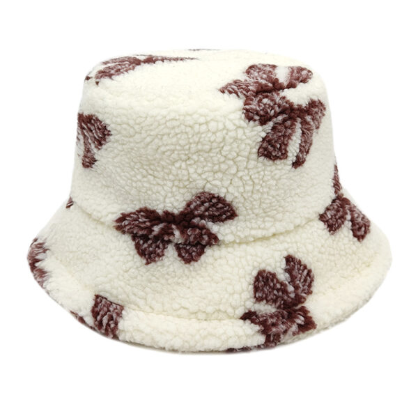 Wholesale Bow Jacquard Lamb Fleece Fisherman Hat Winter Bucket Hat