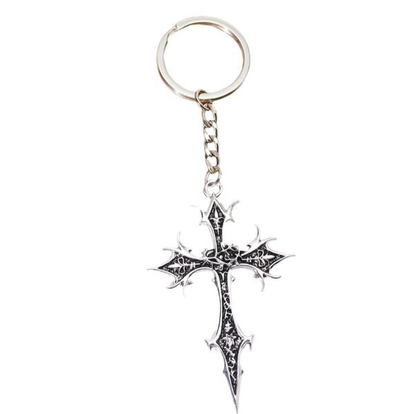 Wholesale Retro Gothic Cross Ethnic Pattern Zinc Alloy Pendant Keychain Boutique Resale