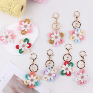 oly-2208951517dd6ad5ed4abc7b2156718a Wholesale Korean Style Crochet Flower Keychain Light Pink Plush Wrist Key Ring Fashion Accessory for Resale