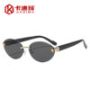 oly-2209d81085b59e47d7a5b2e45db9cc01 Wholesale Leopard Head Decor Frameless Oval Sunglasses UV400 Protection Fashion Accessory