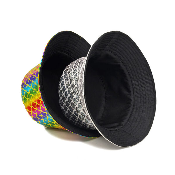 oly-221b7a133e60b348c1bcde6de8d09906 Wholesale Double Sided Fish Scale Pattern Bucket Hat Unisex Sun Protection Cap for Everyday