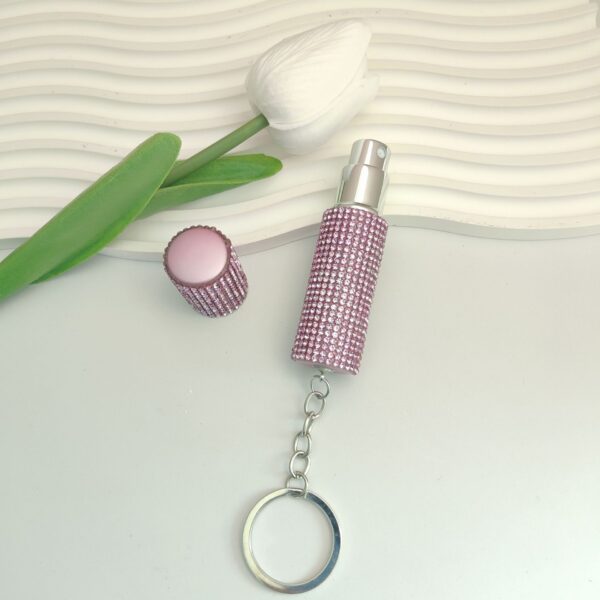 Wholesale Rhinestone Perfume Bottle Keychain 5ml Portable Travel Spray Fashion Accessory for Women